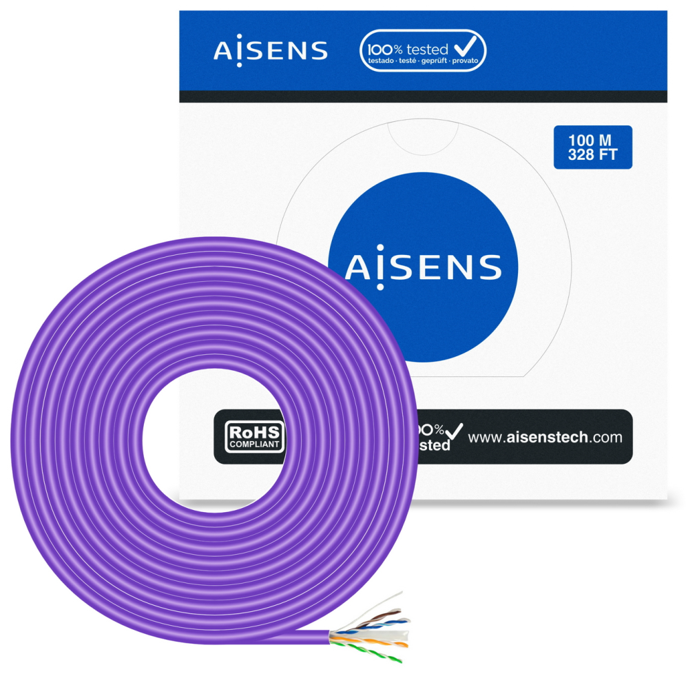 BOBINA CABLE RED AISENS RJ45 LSZH CAT.6 UTP RIGIDO CCA 100M - detalle