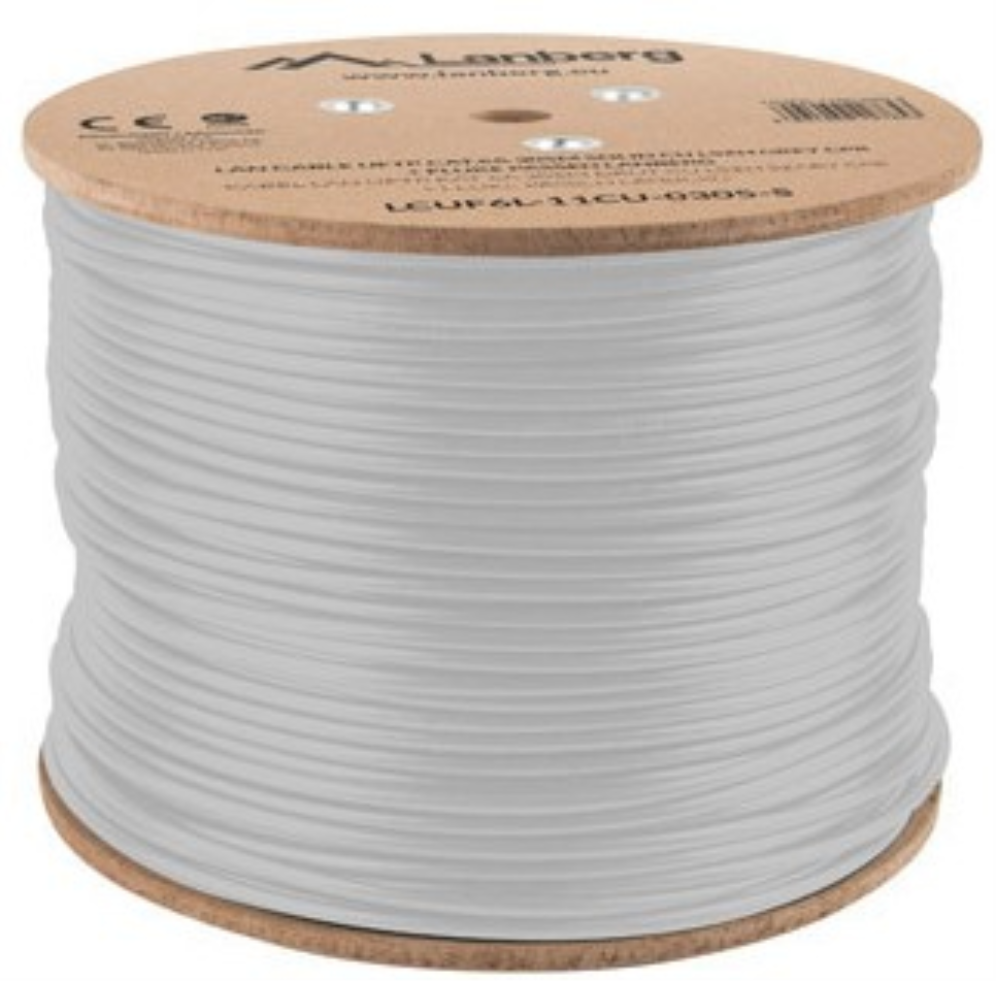 BOBINA CABLE RED LANBERG FTP RJ45 CAT.6A SOLIDO CU AWG24 LSZH CPR 305M GRIS FLU