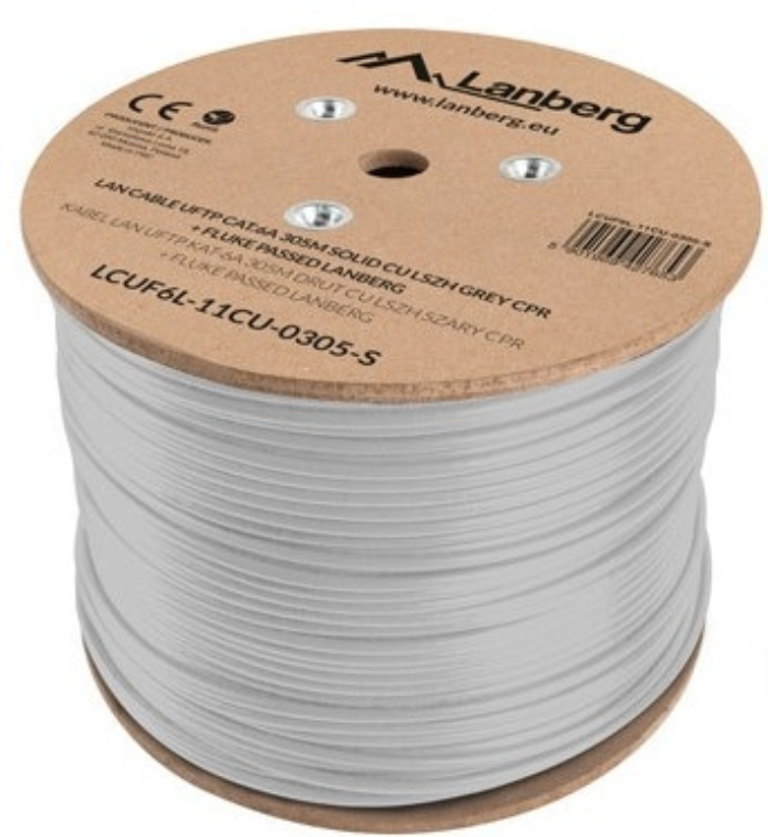 BOBINA CABLE RED LANBERG FTP RJ45 CAT.6A SOLIDO CU AWG24 LSZH CPR 305M GRIS FLU - detalle