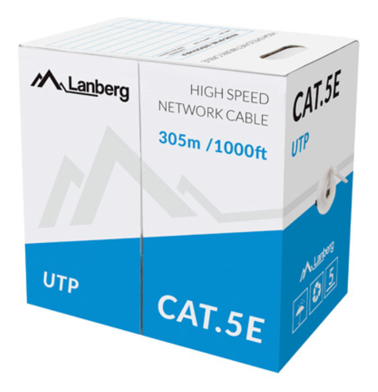 BOBINA CABLE RED LANBERG UTP RJ45 100 MB/S TRENZADO CCA AWG24 305M GRIS