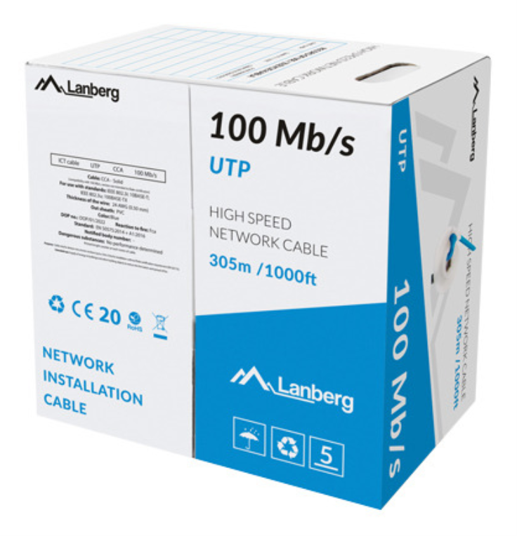 Lanberg LCU5-10CC-0305-B cable de red Azul 305 m U/UTP (UTP)