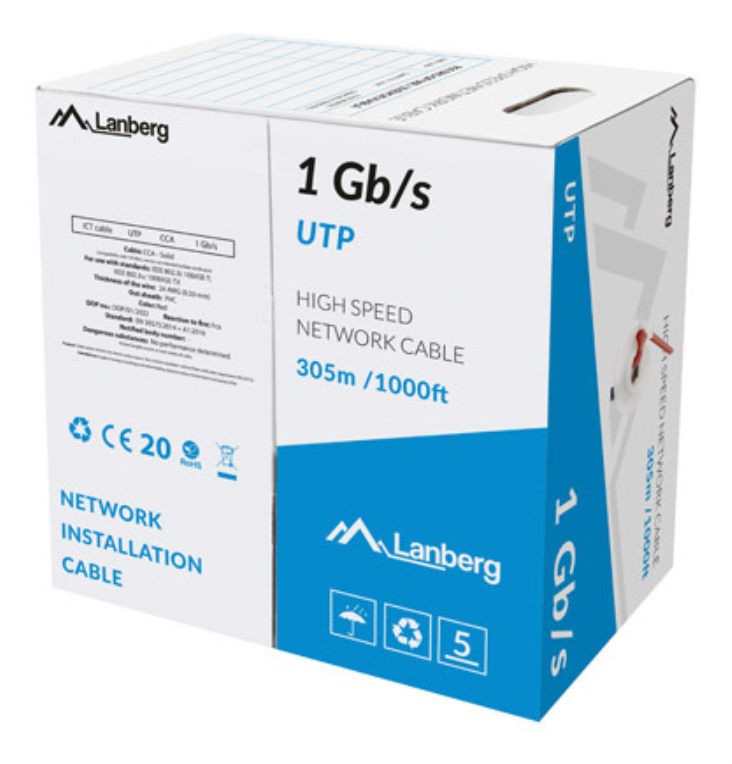 Lanberg LCU6-10CC-0305-R cable de red Rojo 305 m U/UTP (UTP)