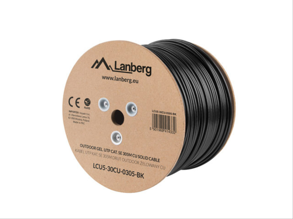 Lanberg LCU5-12CU-0305-BK cable de red Negro 305 m Cat5e U/UTP (UTP)