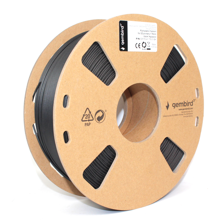 BOBINA FILAMENTO PLA GEMBIRD 1Kg NEGRO