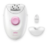 Depiladora eléctrica Braun Silk-épil 1 1-010 con 20 pinzas en rosa y blanco, ideal para depilación efectiva.