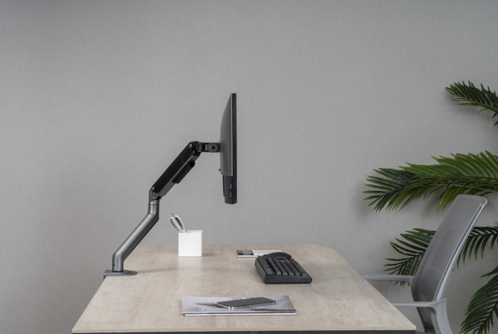 BRAZO AJUSTABLE GEMBIRD PARA MONITOR EN ESCRITORIO GRIS ESPACIAL - detalle