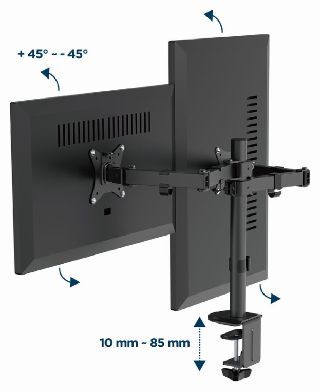 BRAZO DE MONITOR GEMBIRD PARA 2 PANTALLAS DE ESCRITORIO AJUSTABLE 17-32 PULG - detalle