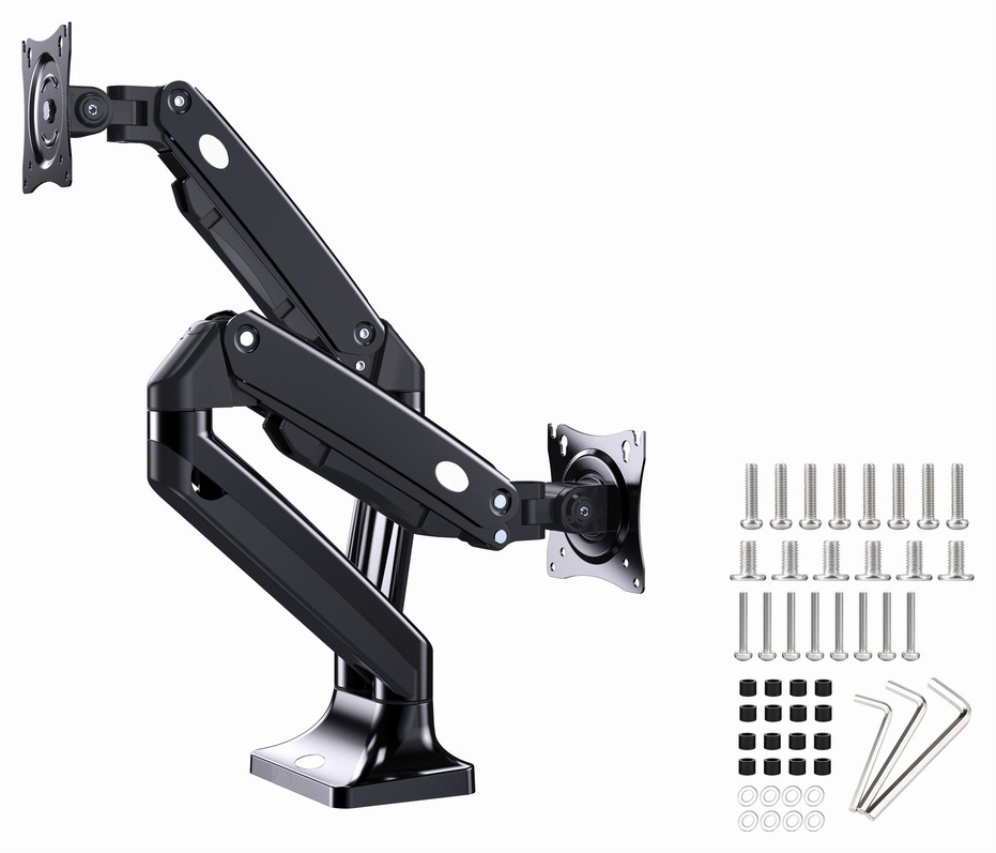 BRAZO DE MONITOR GEMBIRD PARA 2 PANTALLAS DE ESCRITORIO AJUSTABLE 17-32 PULG - detalle