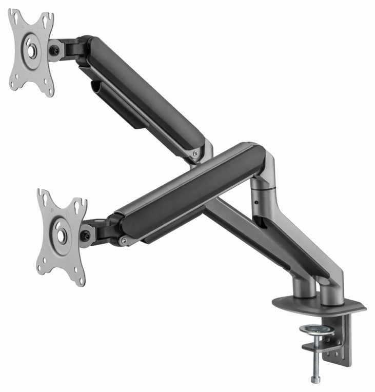 BRAZO DE MONITOR GEMBIRD PARA 2 PANTALLAS DE ESCRITORIO GRIS ESPACIAL - detalle