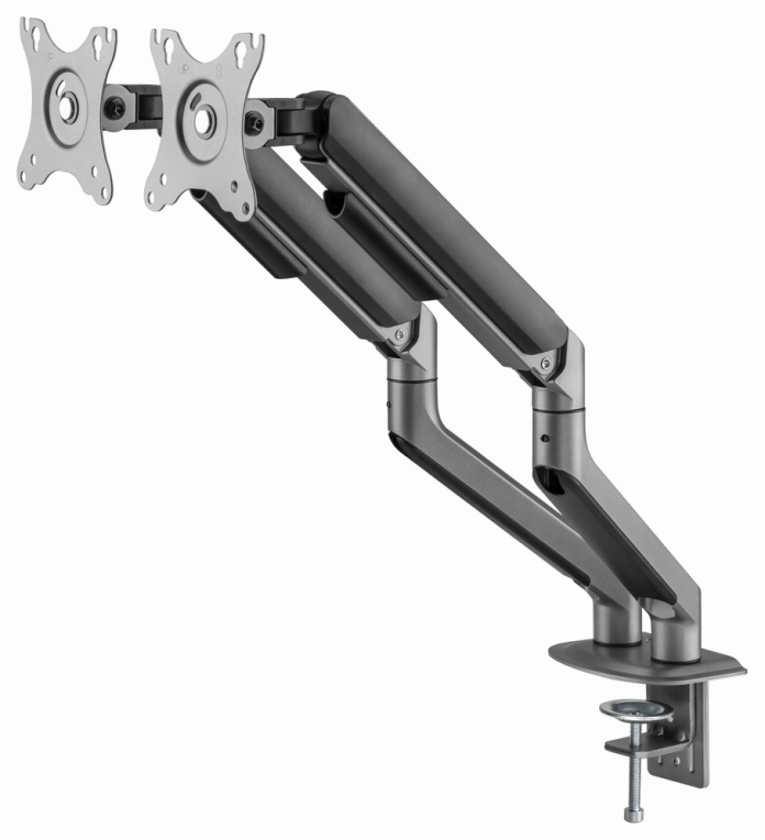 BRAZO DE MONITOR GEMBIRD PARA 2 PANTALLAS DE ESCRITORIO GRIS ESPACIAL - detalle
