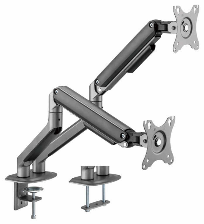 BRAZO DE MONITOR GEMBIRD PARA 2 PANTALLAS DE ESCRITORIO GRIS ESPACIAL - detalle