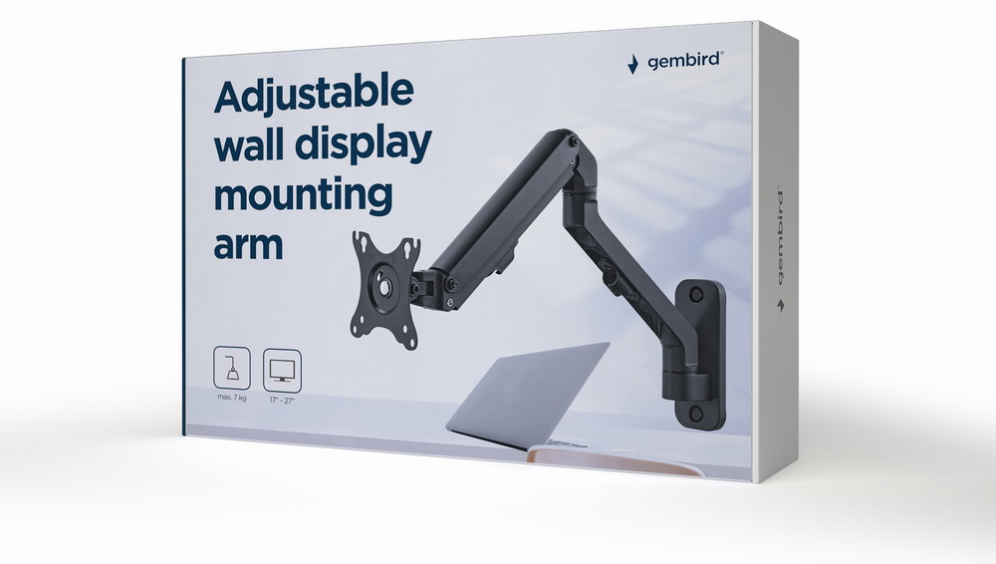 BRAZO DE MONTAJE GEMBIRD PARA PANTALLA DE PARED AJUSTABLE HASTA 27'' 7KG
