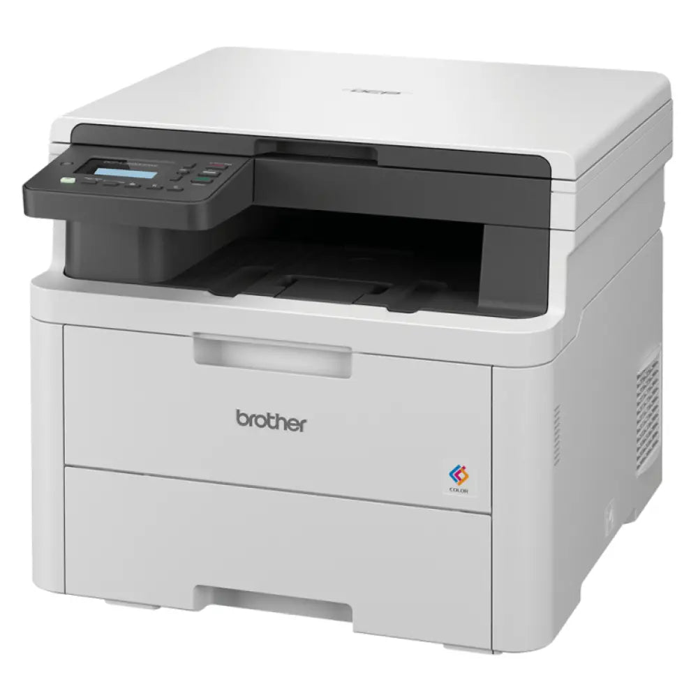 Impresora multifunción Brother DCP-L3520CDWE con pantalla LED, conectividad Wi-Fi y capacidad de impresión A4 a 600x2400 DPI.