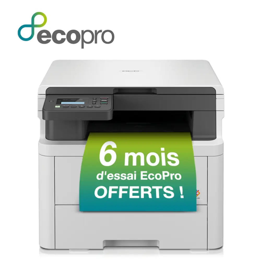 Impresora multifunción Brother DCP-L3520CDWE con pantalla, bandeja de papel y conexiones Wi-Fi para impresión a color A4.