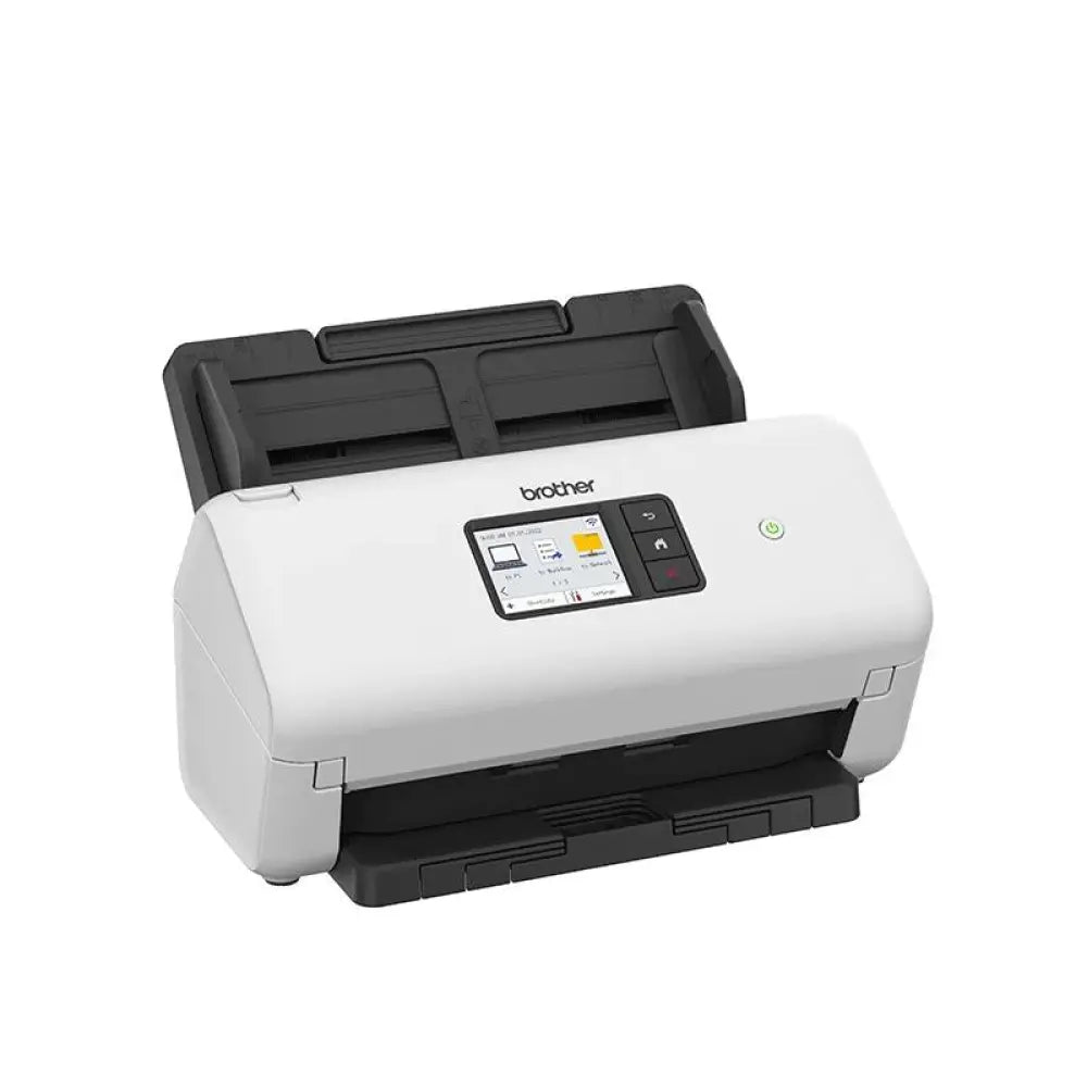 Escáner Brother ADS4550 Dúplex WiFi y red, mostrando el dispositivo con panel de control y conexión inalámbrica.