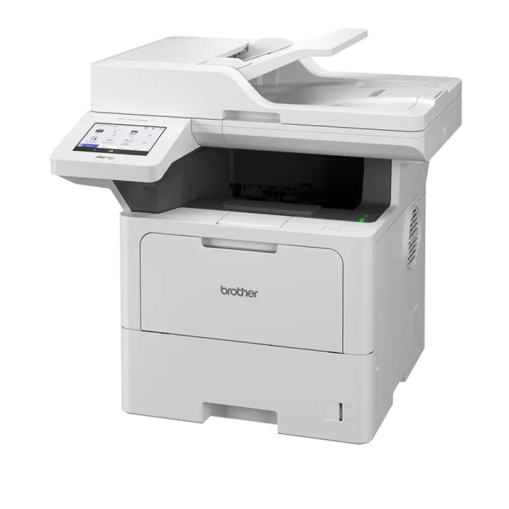 Impresora multifunción Brother MFC-L6710DW láser A4 con pantalla, bandeja de papel y conectividad Wi-Fi.