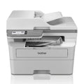 Impresora multifunción láser Brother MFC-L2960DW con fax, bandeja de papel y panel de control en color gris oscuro.