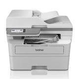 Impresora multifunción láser Brother MFC-L2960DW con fax, bandeja de papel y panel de control en color gris oscuro.