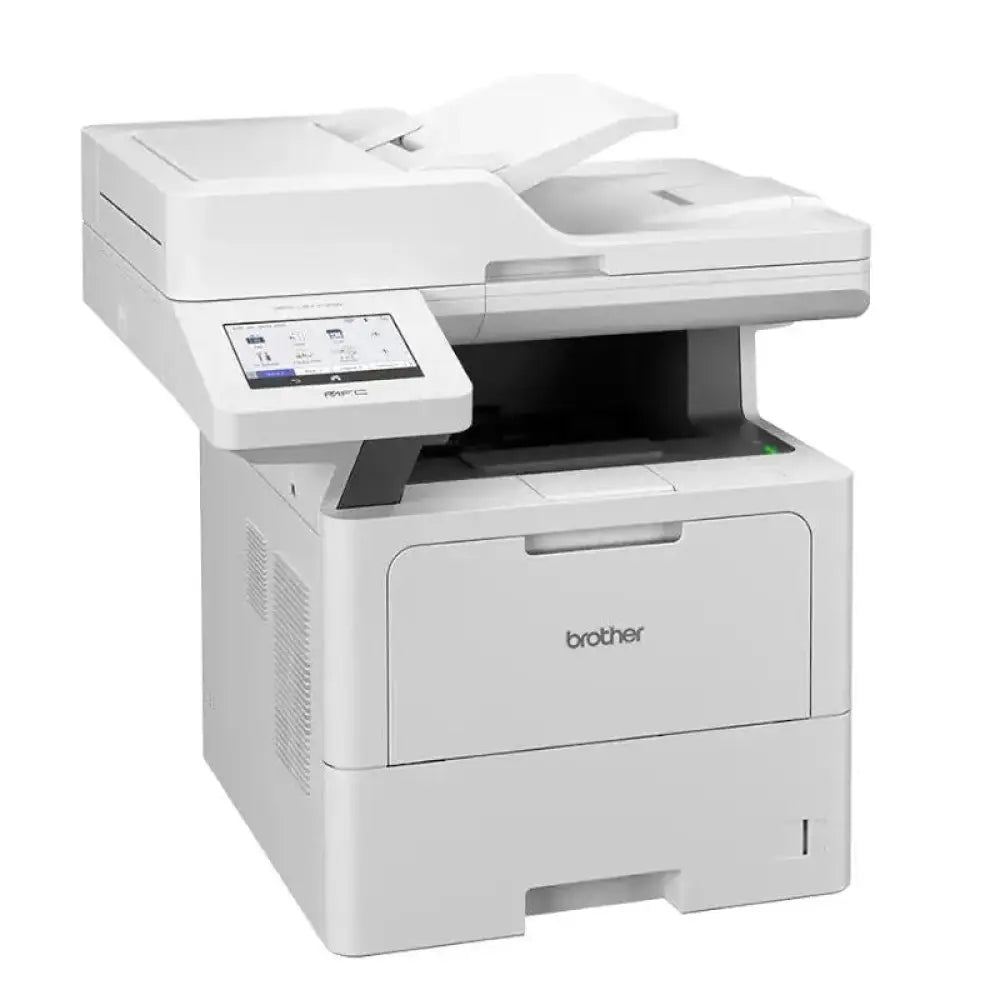 Impresora multifunción láser Brother MFC-L6710DW con fax, bandeja de papel y panel de control en color negro