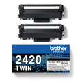 Paquete de 2 tóneres negros Brother TN2420TWIN para impresoras láser, compatibles con modelos Brother.