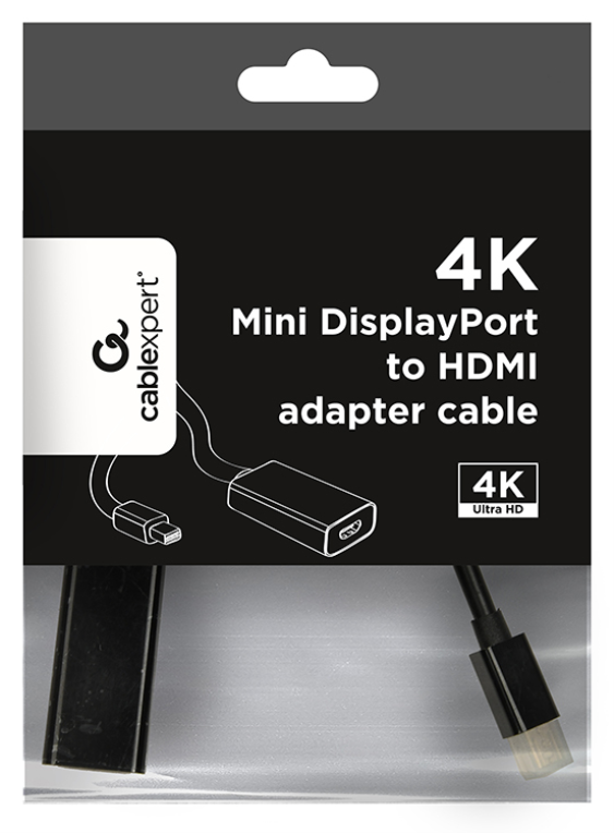 CABLE ADAPTADOR 4K GEMBIRD MINI DISPLAYPORT A HDMI, NEGRO - detalle