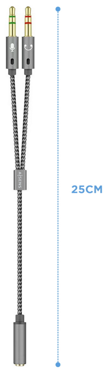CABLE ADAPTADOR AISENS AUDIO JACK 3.5 4P/H-2XJACK 3.5 3P/M 25CM - detalle