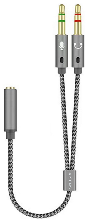 CABLE ADAPTADOR AISENS AUDIO JACK 3.5 4P/H-2XJACK 3.5 3P/M 25CM