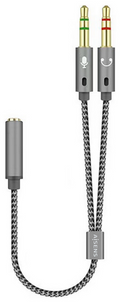 CABLE ADAPTADOR AISENS AUDIO JACK 3.5 4P/H-2XJACK 3.5 3P/M 25CM