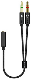 CABLE ADAPTADOR AISENS AUDIO JACK 3.5 4P/H-2XJACK 3.5 3P/M 25CM