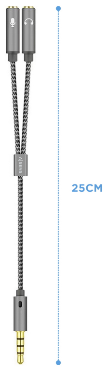 CABLE ADAPTADOR AISENS AUDIO JACK 3.5 4P/M-2XJACK 3.5 3P/H 25CM - detalle