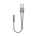 AISENS Cable Adaptador Audio Jack 3.5 4pines/H-2xjack 3.5 3pines/M. Gris. 25cm