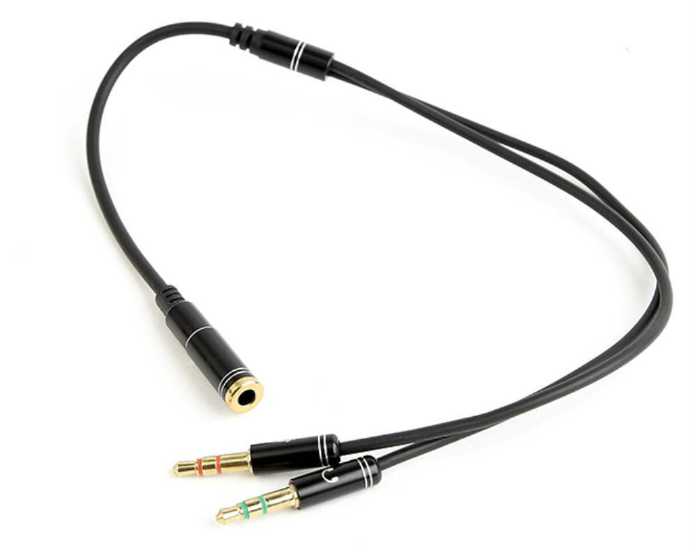 CABLE ADAPTADOR GEMBIRD-HEMBRA 4PINES 3,5MM A 2 STEREO 3,5MM NEGRO, C.METALIC - detalle