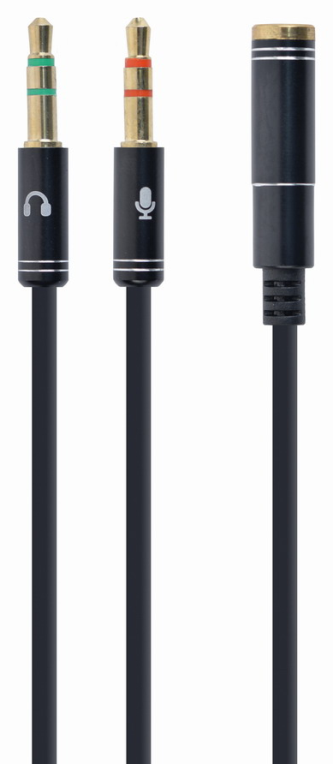 CABLE ADAPTADOR GEMBIRD-HEMBRA 4PINES 3,5MM A 2 STEREO 3,5MM NEGRO, C.METALIC