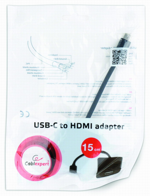 CABLE ADAPTADOR GEMBIRD TIPO C 3.1 A HDMI MACHO HEMBRA 0,15M - detalle