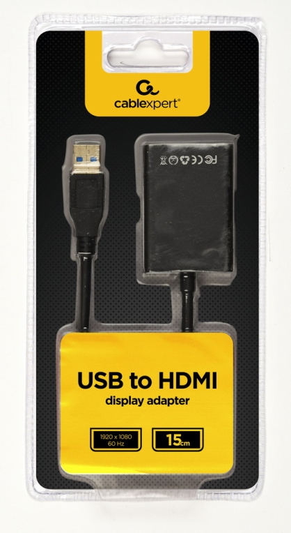 CABLE ADAPTADOR GEMBIRD USB 3.0 MACHO A HDMI HEMBRA NEGRO - detalle
