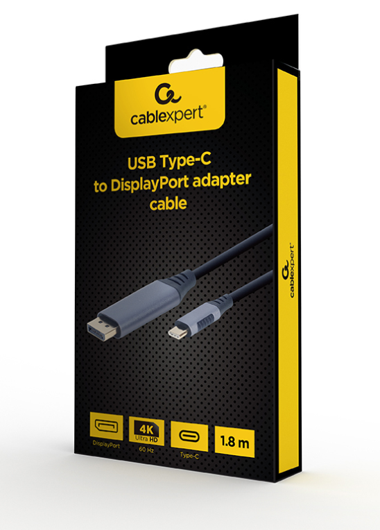 CABLE ADAPTADOR GEMBIRD USB TIPO C A DISPLAYPORT MACHO, GRIS ESPACIAL, 1,8 M - detalle