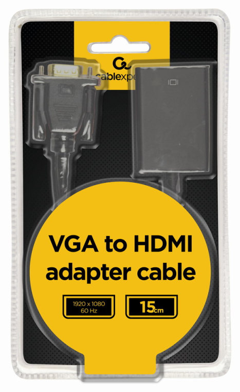 CABLE ADAPTADOR GEMBIRD VGA MACHO A HDMI HEMBRA 0,15M CON AUDIO 3,5MM - detalle