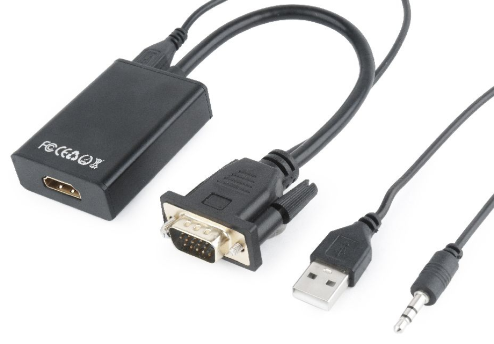 CABLE ADAPTADOR GEMBIRD VGA MACHO A HDMI HEMBRA 0,15M CON AUDIO 3,5MM - detalle