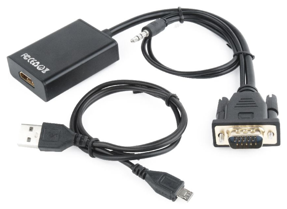 CABLE ADAPTADOR GEMBIRD VGA MACHO A HDMI HEMBRA 0,15M CON AUDIO 3,5MM - detalle