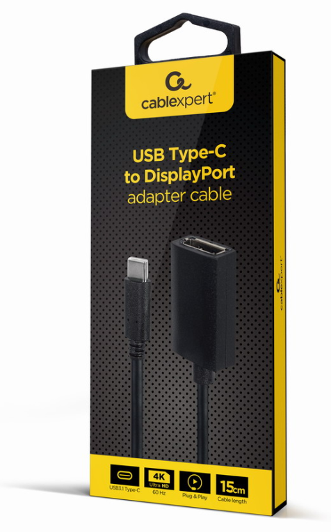 CABLE ADAPTADOR USB TIPO-C A DISPLAYPORT 4K 15 CM NEGRO - detalle