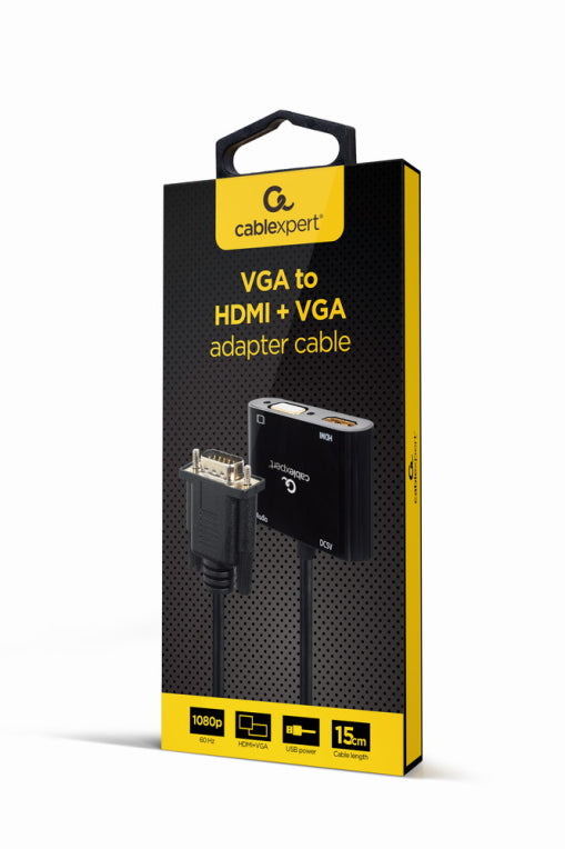 Gembird A-VGA-HDMI-02 adaptador de cable de vídeo 0.15 m HDMI + VGA (D-Sub) VGA (D-Sub) Negre
