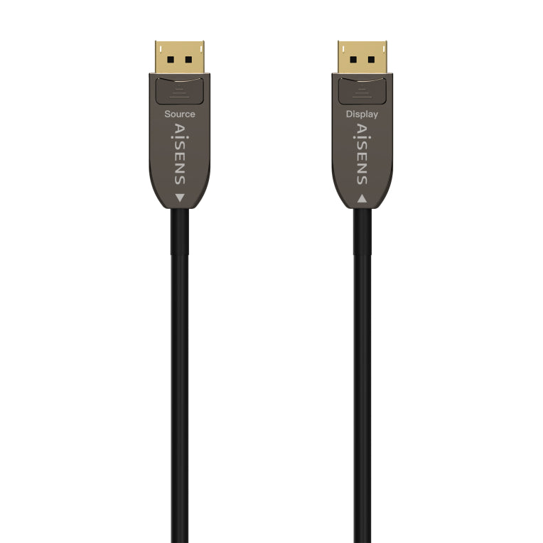 AISENS Cable DISPLAYPORT AOC V1.4 8K@60Hz 4K@120Hz 4:4:4 32.4Gbps. DP/M-DP/M. Negro. 50M