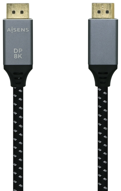 CABLE AISENS DISPLAYPORT V1.4 8K60HZ DP M-DP M GRIS NEGRO 0.5M