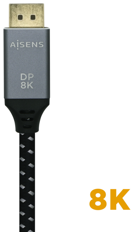 CABLE AISENS DISPLAYPORT V1.4 8K60HZ DP M-DP M GRIS NEGRO 1.5M - detalle