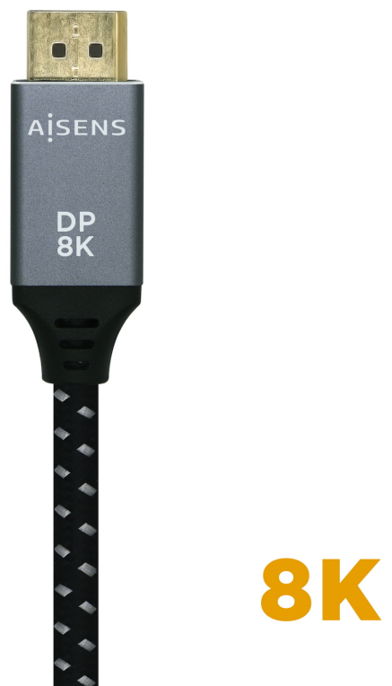 CABLE AISENS DISPLAYPORT V1.4 8K60HZ DP M-DP M GRIS NEGRO 2.0M - detalle