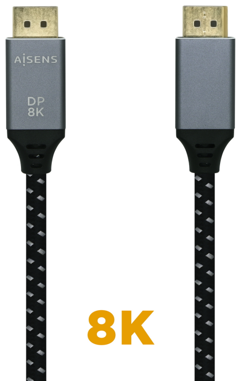 CABLE AISENS DISPLAYPORT V1.4 8K60HZ DP M-DP M GRIS NEGRO 3.0M - detalle