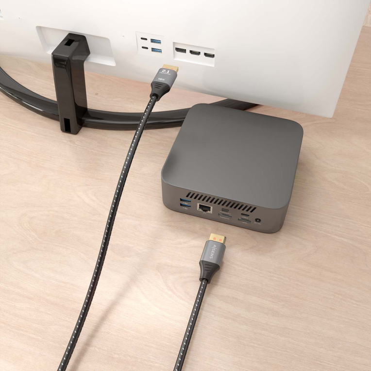 CABLE AISENS DISPLAYPORT V2.1 16K@60HZ 80GBPS DP/M-DP/M NEGRO 1.5M - detalle