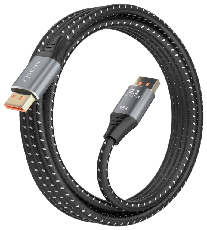 CABLE AISENS DISPLAYPORT V2.1 16K@60HZ 80GBPS DP/M-DP/M NEGRO 2.0M - detalle