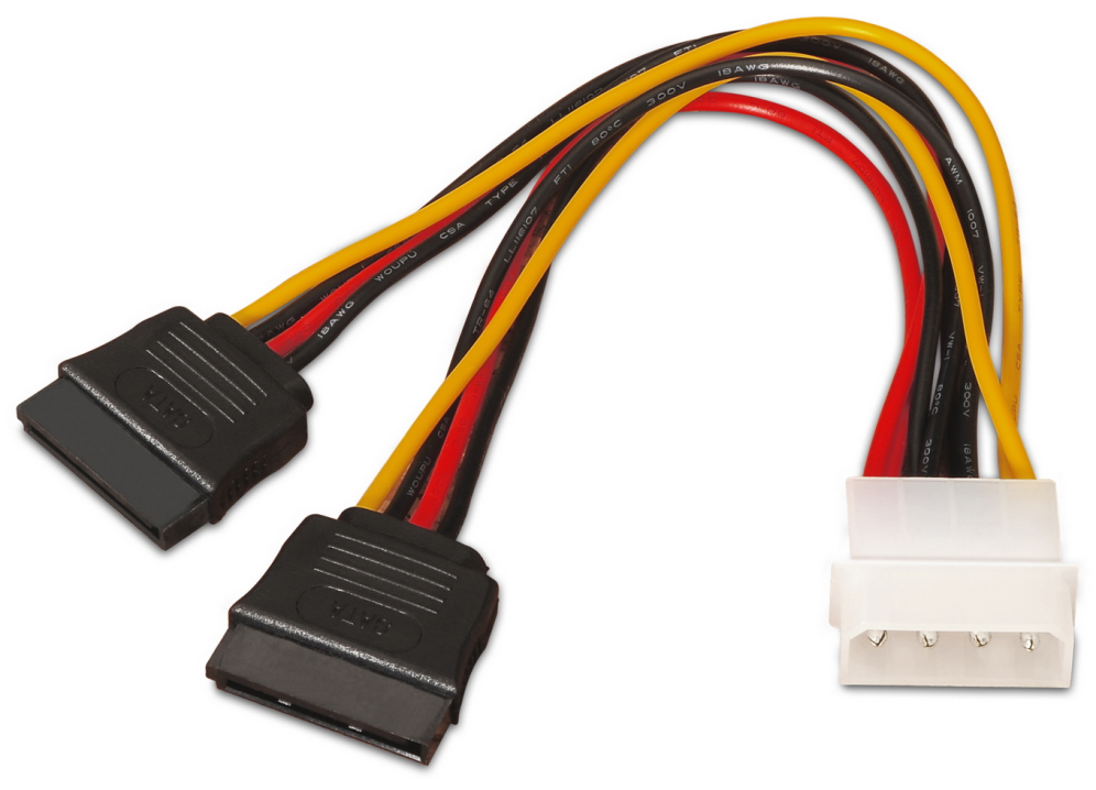 CABLE AISENS SATA ALIMENTACION MOLEX 4PIN M-2XSATA/H 20CM