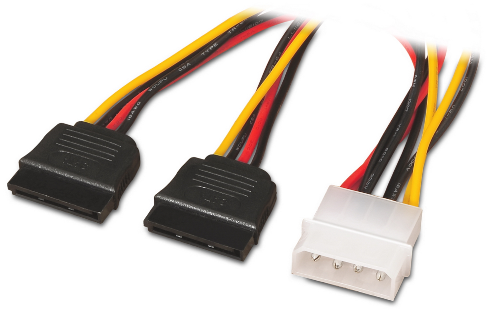 CABLE AISENS SATA ALIMENTACION MOLEX 4PIN M-2XSATA/H 20CM - detalle